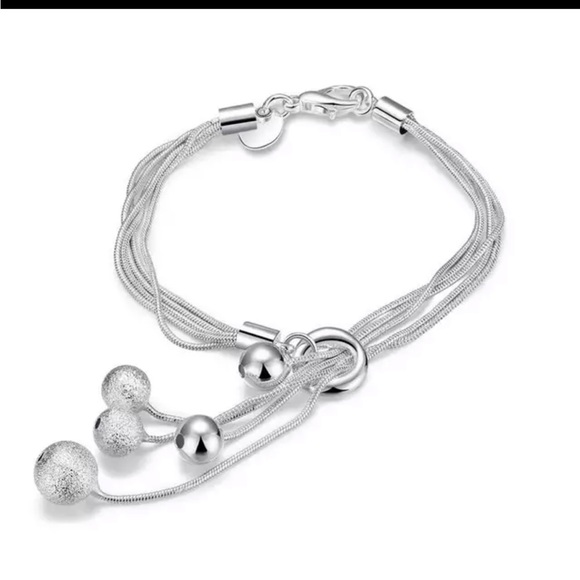 LAYER CHARM BEAD BRACELET 925 STERLING SILVER - Picture 2 of 2